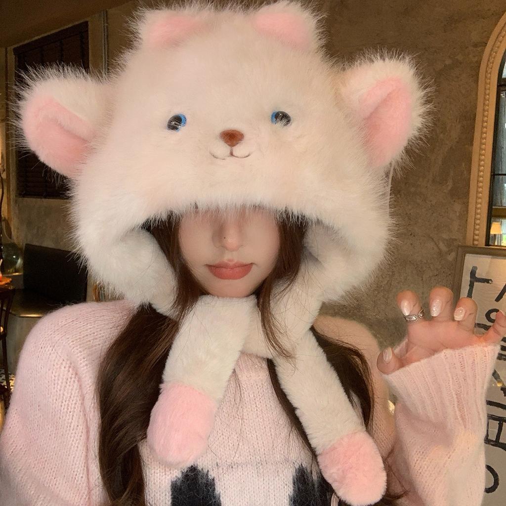 Zhao Ruth Has the Same Cute Lamb Hat for Women, Thickened Warm and Cold Ear Protection Hat In Winter, and the Ears Will Move Two Sets.