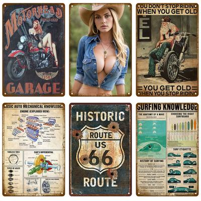 Insegna in Metallo Retro Accessori per Garage Man Cave Targhe Decorazione Murale per Casa Olio Motore Gas Insegna in Latta Poster Vintage Per Ferro