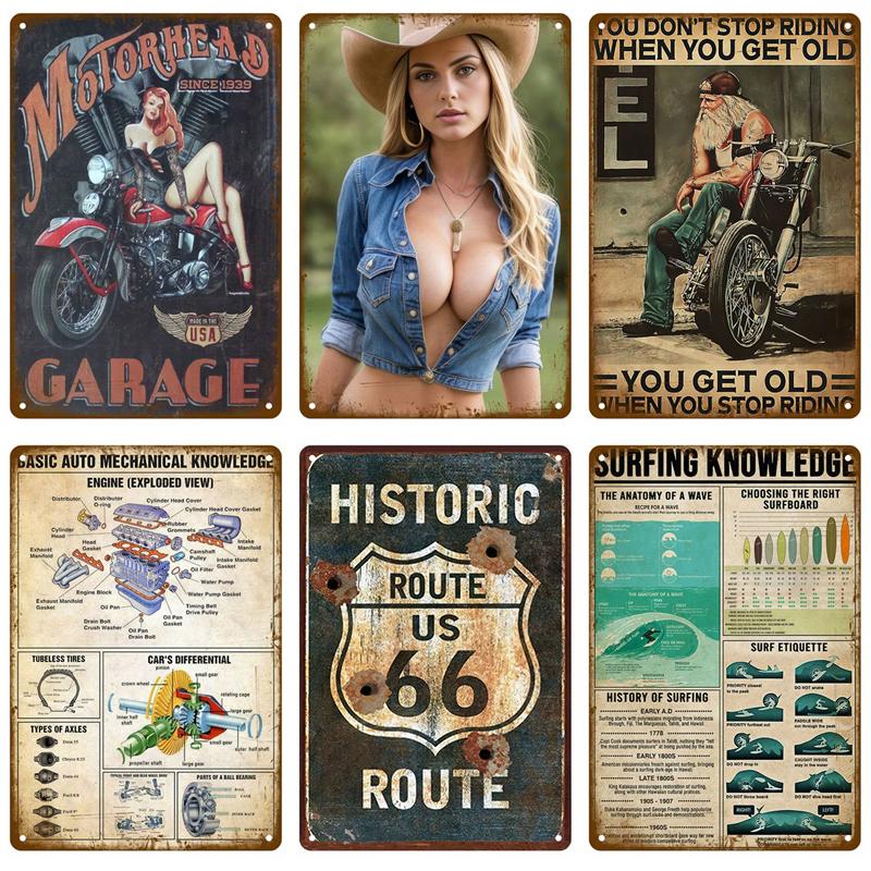 Retro kovová cedule Garáž Pánská jeskyně Doplňky Talíře Domácí dekorace Nástěnná dekorace Motorový olej Plyn Plechová cedule Vintage plakát Pro Železo