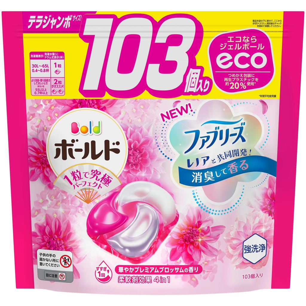 Bold Laundry Detergent Gel Ball 4D Premium Blossom Refill 103 Pieces [Large Capacity]