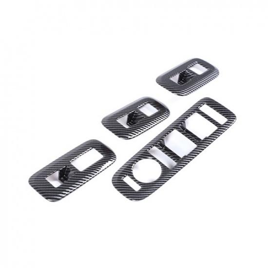Carbon Fiber ABS Window Lift Panel Switch Cover Trim For Hyundai Santa Fe 2024