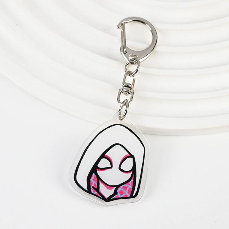 Japanese Acrylic Cute Pendant Cat Spiderman Car Keychain Doll Cartoon School Bag Pen Bag Accessories Children Toys