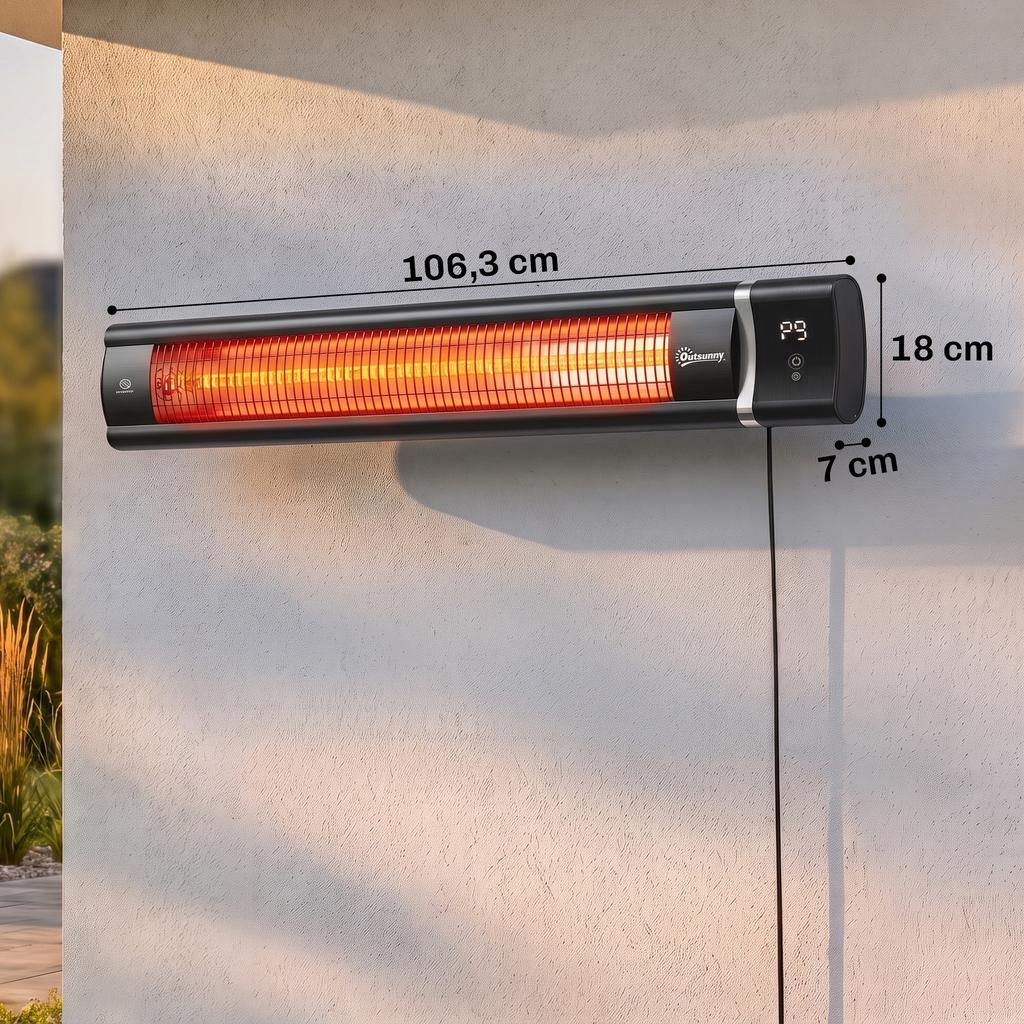 Terrace Infrared Heater 3000 W IP65 9 Heat Levels Timer 24 H Touch/Remote Control LED Display