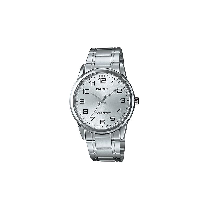 

Casio waterproof and versatile quartz movement stainless steel strap Japanese and Korean watch men s watch silver dial MTP-V001D-7B