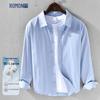 ROMON Men's 100% Cotton Long-Sleeve Casual Shirt