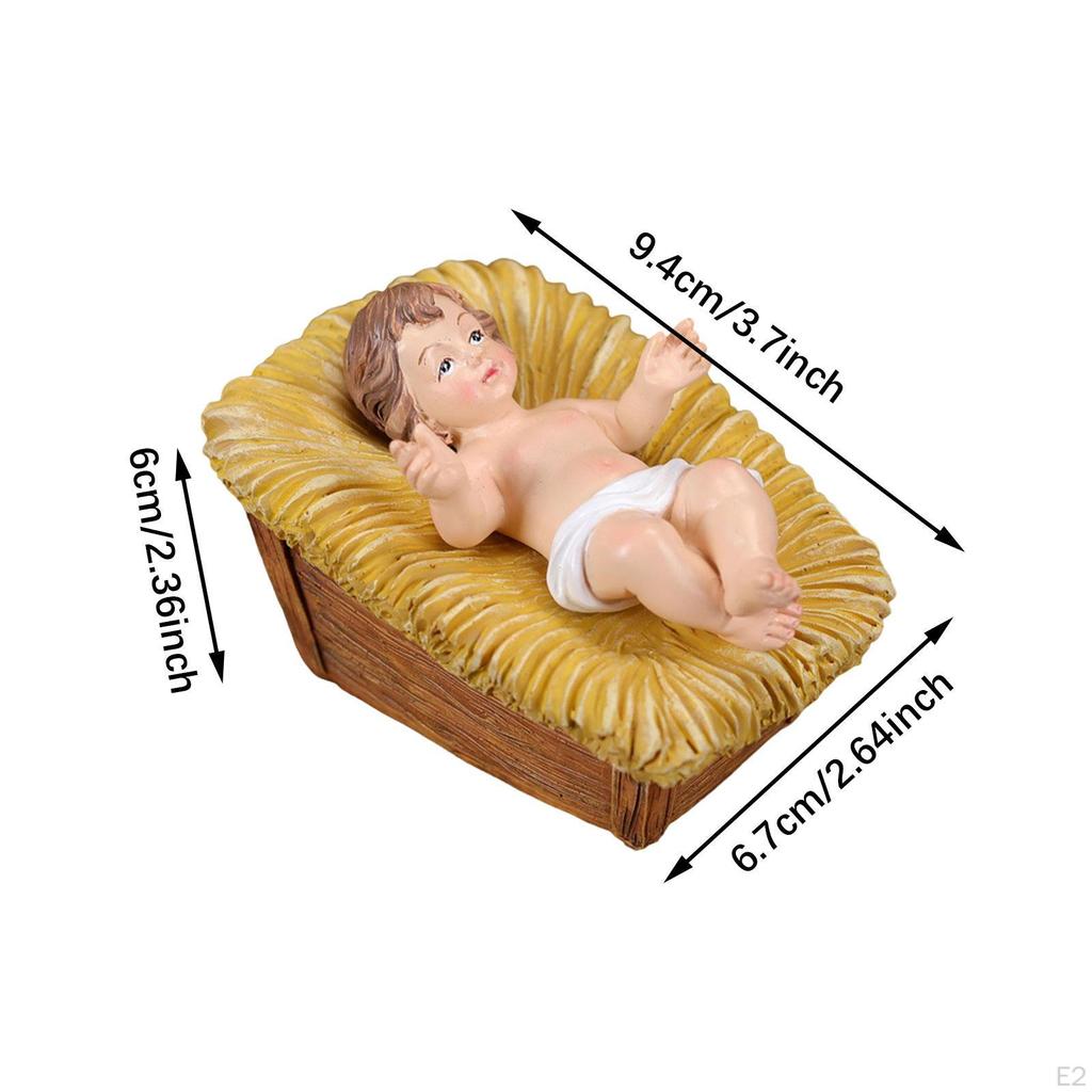 Dzieciątko Jezus w żłóbku Statua Figurka z żywicy Kolekcjonerskie rękodzieło Prezent Ozdoba Rzeźba na biurko