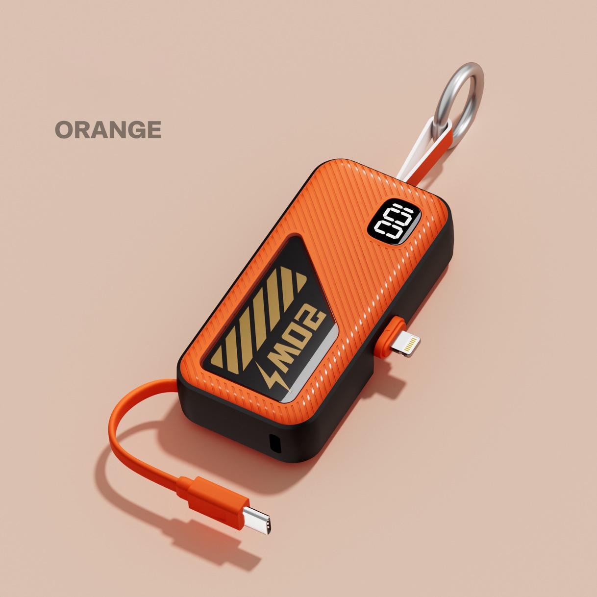 

Портативный внешний аккумулятор 5000 мАч, капсульный внешний аккумулятор, быстрая зарядка, большая емкость, компактное и портативное зарядное устройство iOS Plug + Type-C cable оранжевый