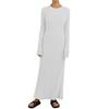 Women's Long Sleeve Ribbed Knitted Maxi Dress Crew Neck Bodycon Sweater Dress Elastic Slim Tie Waist Pencil Long Dress