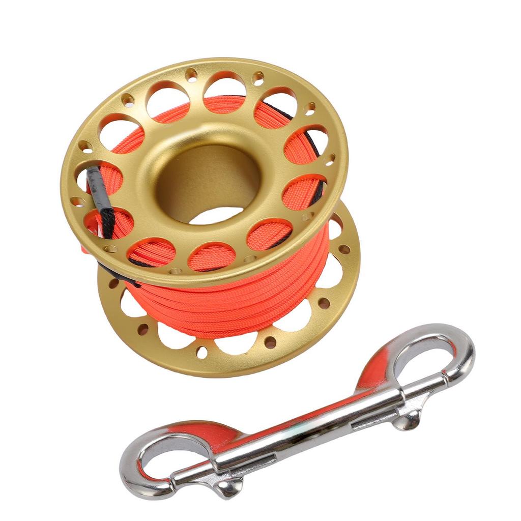 30m 98.43ft Scuba Diving Reel Aviation Aluminum With Double Ended Hooks Multi Purpose Finger Spool Reel Black