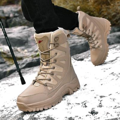 Bottes de combat d'hiver grande taille extérieur velours chaudes bottes de neige montantes chaussures en coton couple bottes d'alpinisme