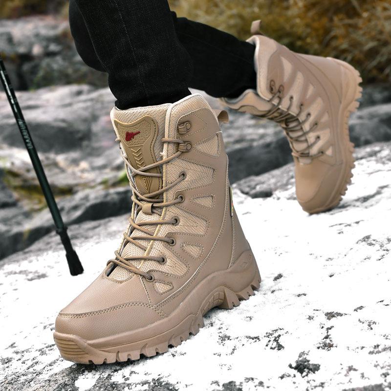 Winter combat boots large size outdoor velvet warm snow boots high top cotton shoes couple mountaineering boots