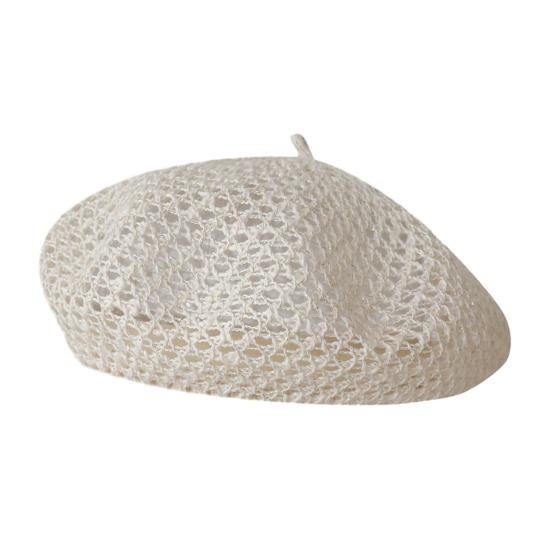 Yousheng Women Beret Hat, Hollow Design Gauze Beret Hat, Solid Color Versatile Headwear for Hiking Outings Traveling Shopping And Daily