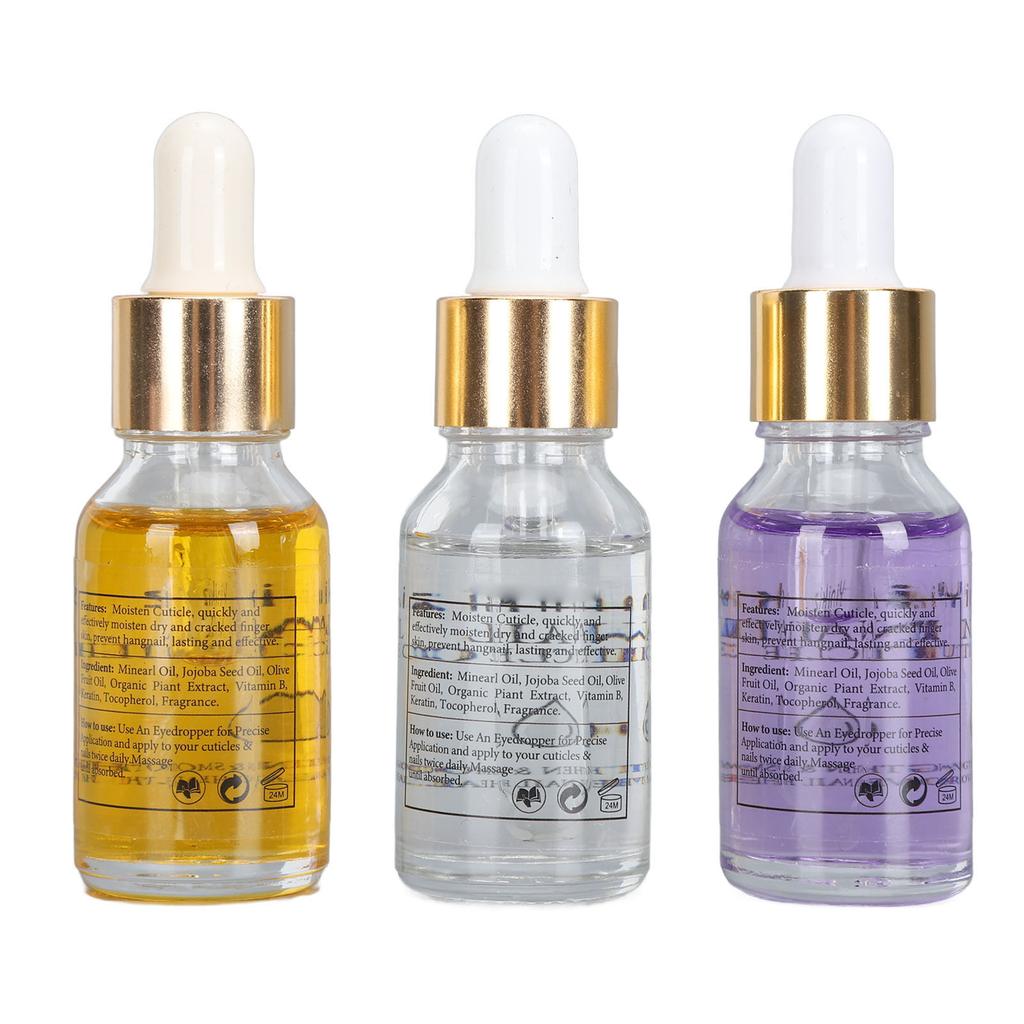 3 X 15ml Nail Cuticle Oil Nourishing Moisturizing Strengthening Scented Prevents Dryness Cuticle Softener