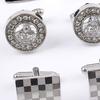 1 Pair Men Cufflinks Polished Smooth Surface Rhinestones Inlaid Rectangle Round Twist Shape Suit Shirt Cufflinks Button Replacement Accessories