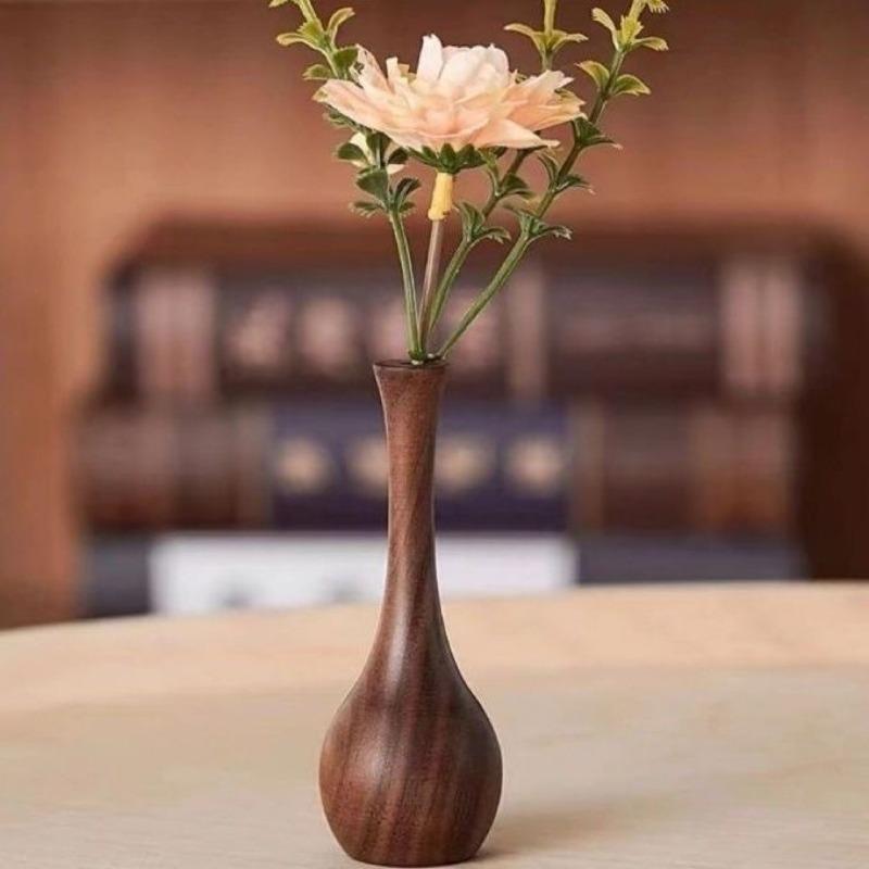 Black Walnut Vase Aroma Diffuser,2-in-1 Solid Wood Decorative Vase for Dried Flowers&Essential Oils,Handmade Eco-Friendly