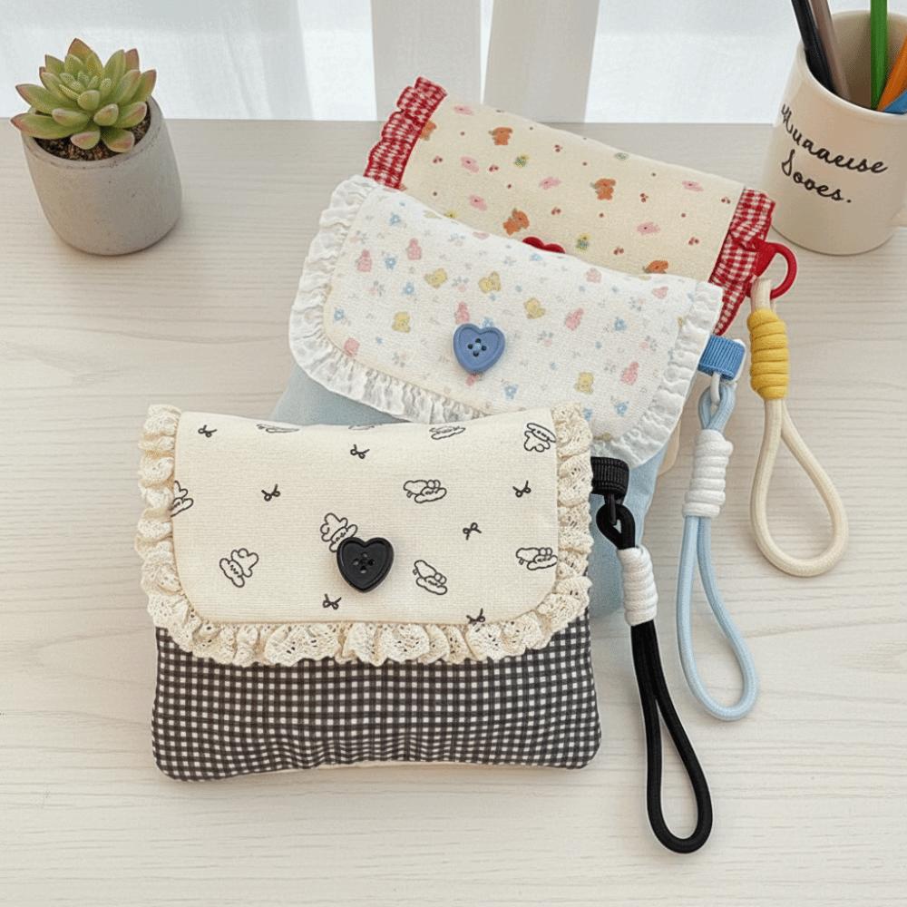 Printed Sanitary Napkin Storage Bag Purse Mini Cosmetic Bag Cute Floral Makeup Bag Student