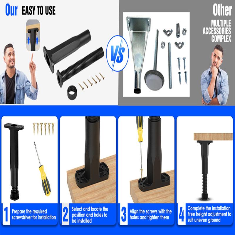 4pcs Adjustable Height Center Bed Support Legs Furniture Legs for Drop Shelves, Frames, Slats and Risers