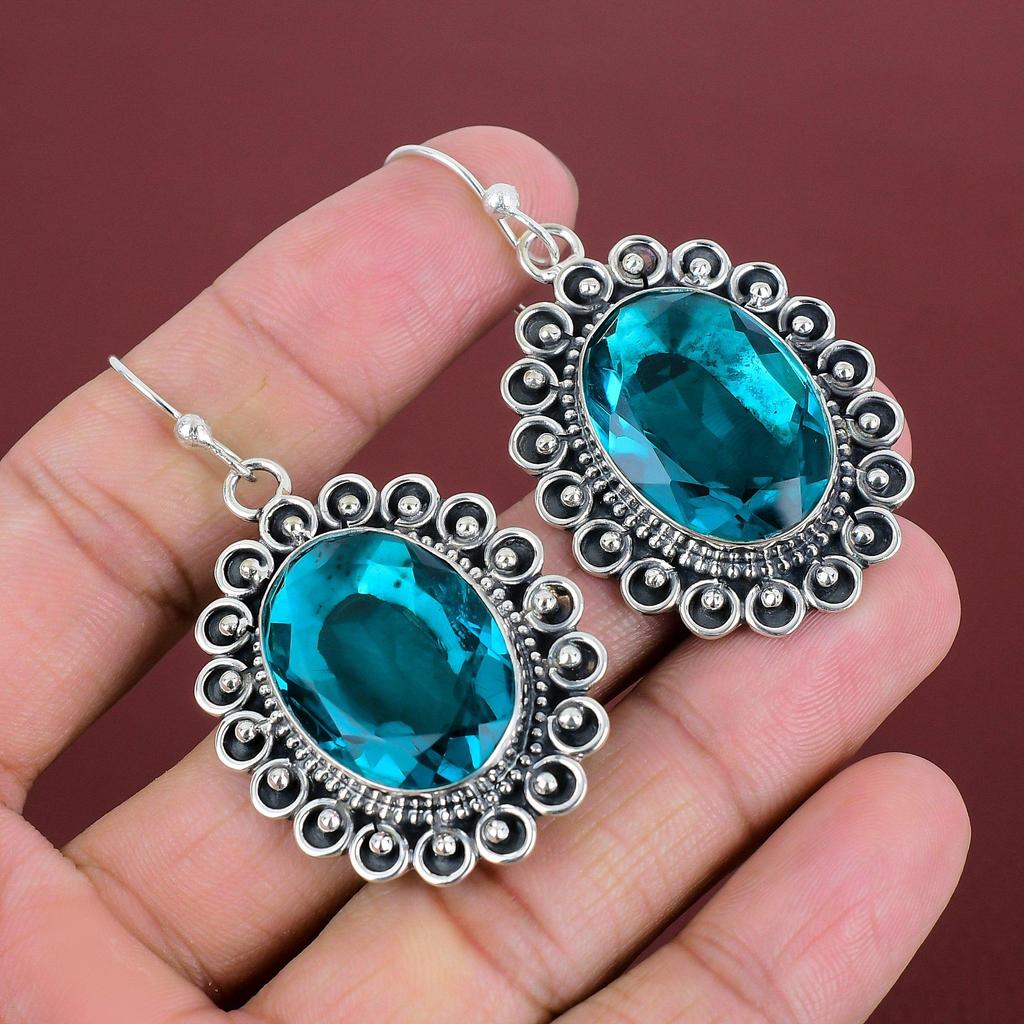 Faceted Indicolite Earring Handmade Jewelry Top Quality Gemstone Earring 925 Sterling Silver Earring Dainty Indicolite Jewelry Gifts For Her