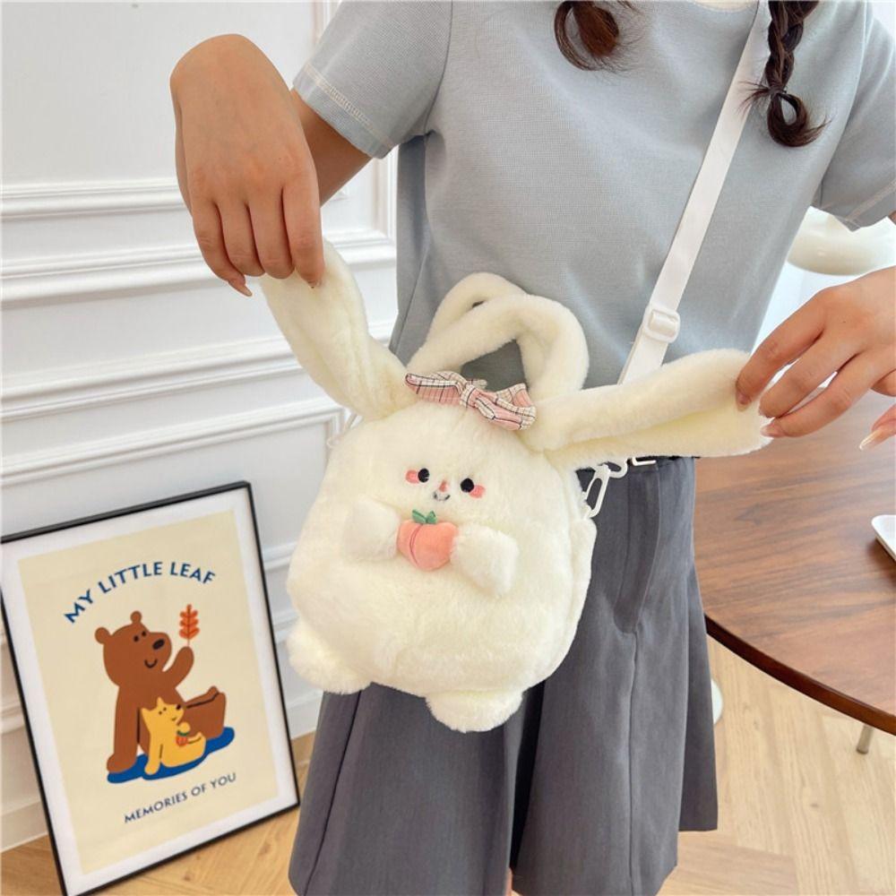 Schoolbag Cartoon Crossbody Bag Shoulder Bag Plush Doll Bag Gift Rabbit Plush Handbag  Student