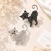 Rhinestone Cat Brooch Cute Animal Crystal Kitty Brooch Pin Women Coat Dress Scarf Jewelry Accessories