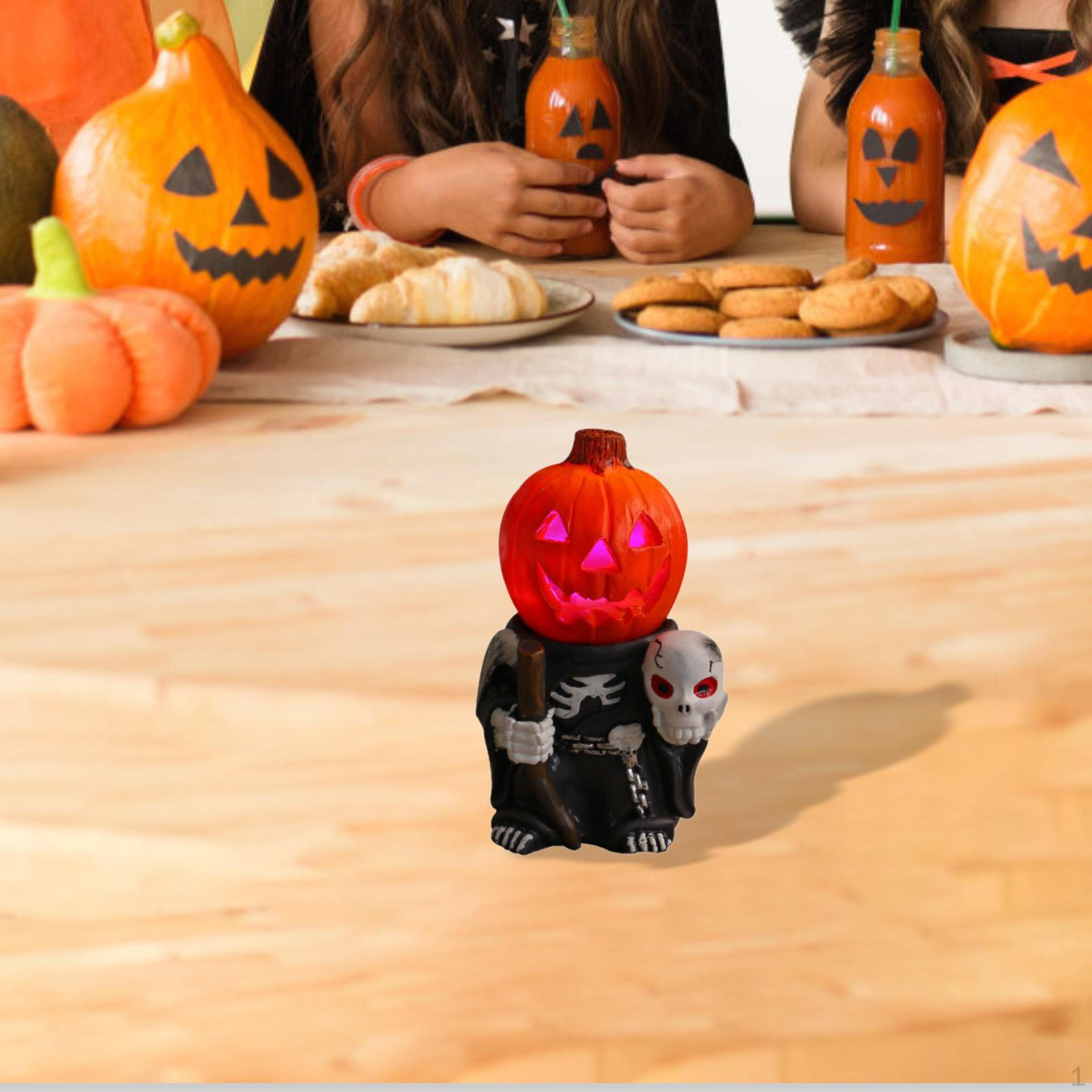 

Статуя Тыквенного Рыцаря, светящаяся скульптура из смолы, коллекционирование подарков для друзей, украшение на Хэллоуин 14cmx9cmx6cm