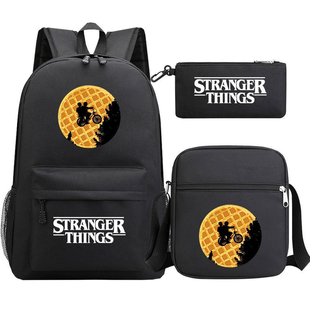 Stranger Things Star Printing Teen Student School Bag Three-Piece Men'S And Women'S Backpack