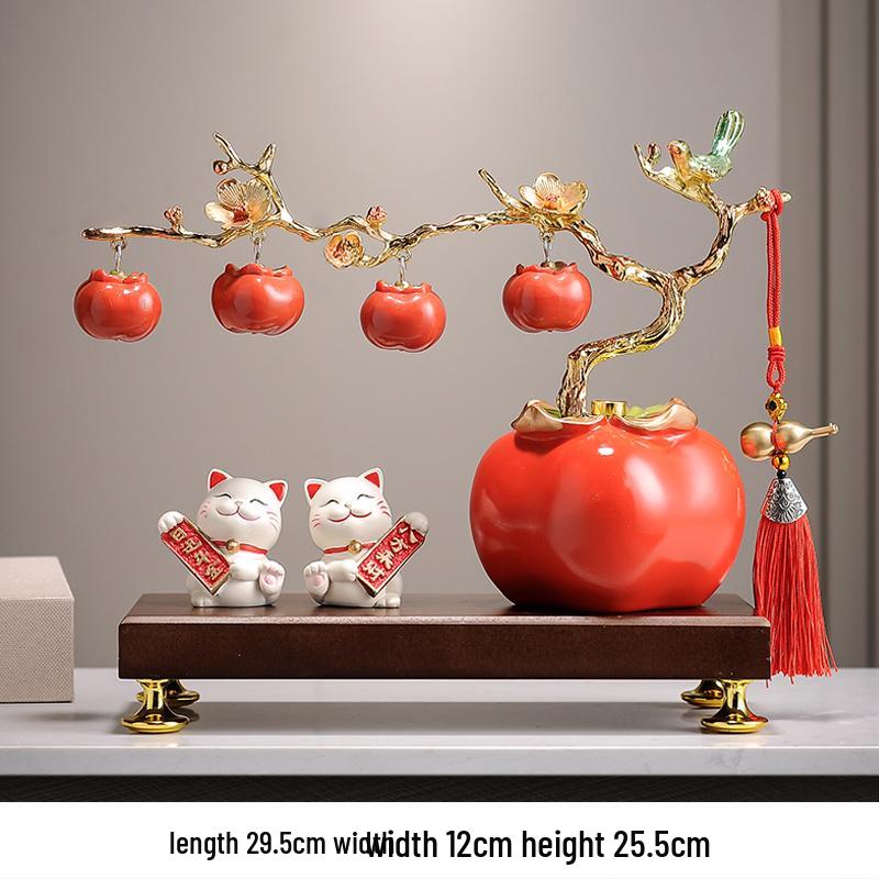 Fortune Cat Money Tree Figurine - Office, Shop, Reception & Housewarming Decoration