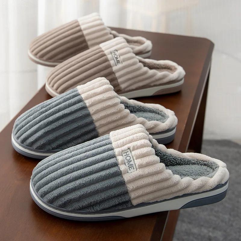 Fashion New Big Size 48 49 Men Home Slippers Winter Warm Slipper Couples Comfort Furry Shoes Casual Shoes Indoor Thick Plush Slides