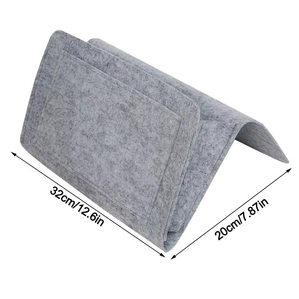Large Capacity Felt Storage Bag Anti-slip with Pocket Bedside Hanging Bag Remote Holder
