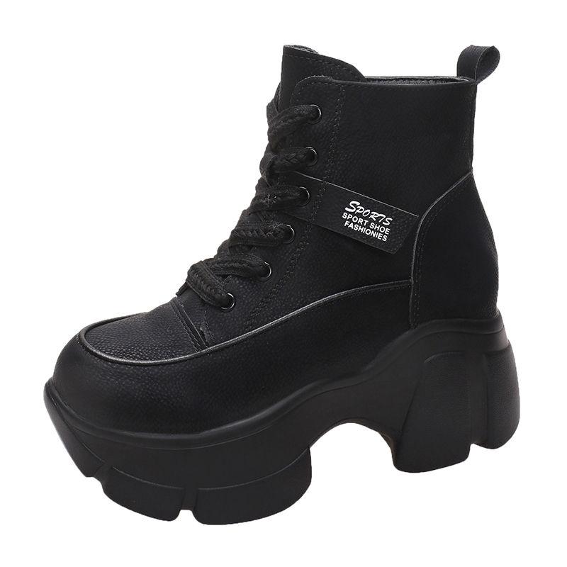 

Кожаные Ретро Женские Осенние На Толстой Подошве С Внутренней Платформой Модные Короткие Ботинки Сочетание Цветов Мягкая Подошва Высокие Ботинки 36 чёрный