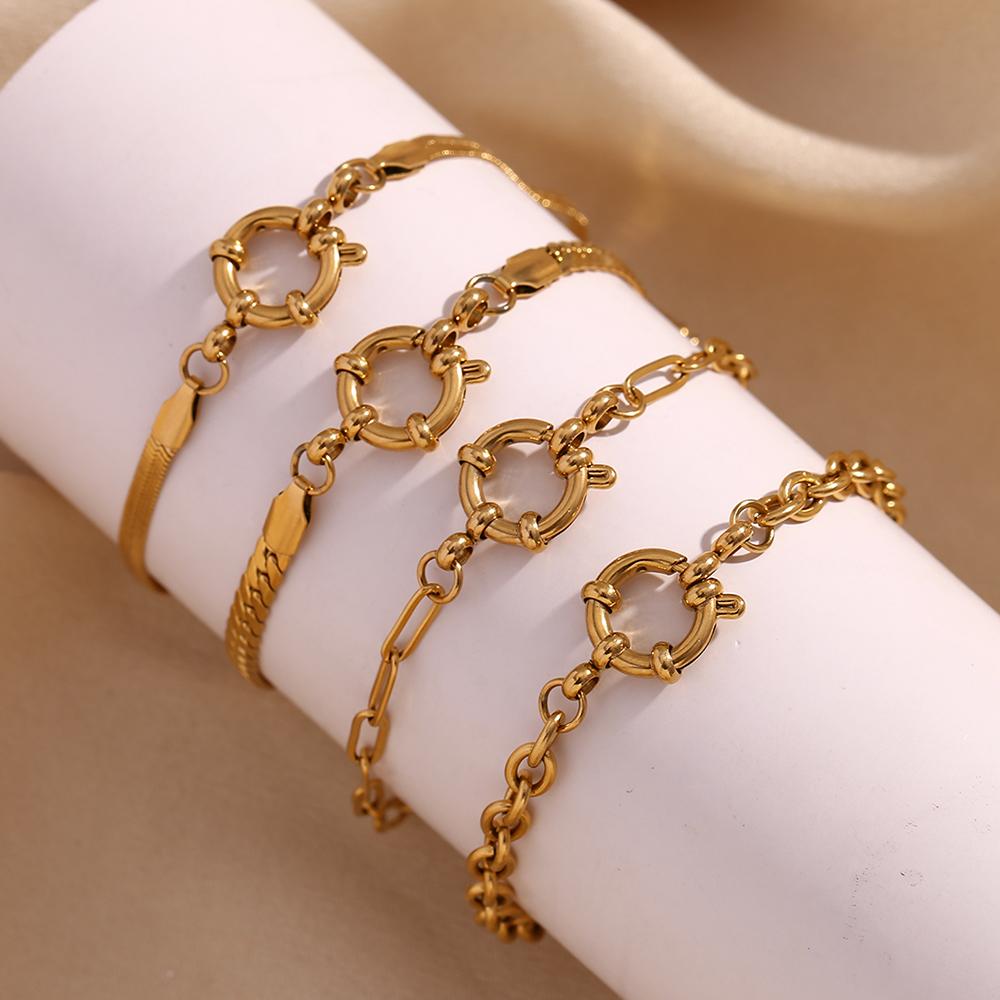 MamacitaSlay Classic Paper Clip Chain Blade Chain O Chain NK Chain Spring Buckle 17cm Stainless Steel Bracelets For Women Gift