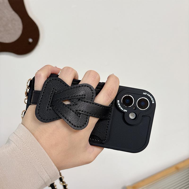 Simple Wristband Wallet Card Holder Phone Case for Apple 16 Crossbody Chain for IPhone17pro Pearl 15 Anti-fall