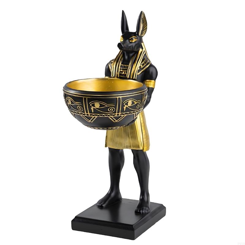 Egyptian Anubis God Resin Statue With Storage Bowl Ancient Mythological Decors Home Office Decoration Holder Tray P9YB