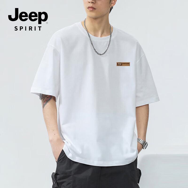 JEEP SPIRIT Men's Loose Fit Heavyweight Cotton T-Shirt