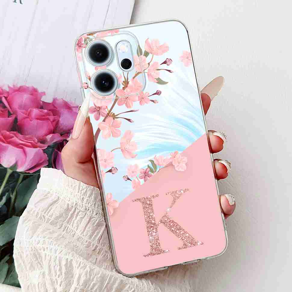 

For Oppo Reno14 F 5G 6.57 Case New Design Letter Flower TPU Soft Silicone Cover For Oppo Reno 14F CPH2743 Phone Shell Capa Oppo Reno14 F 5G