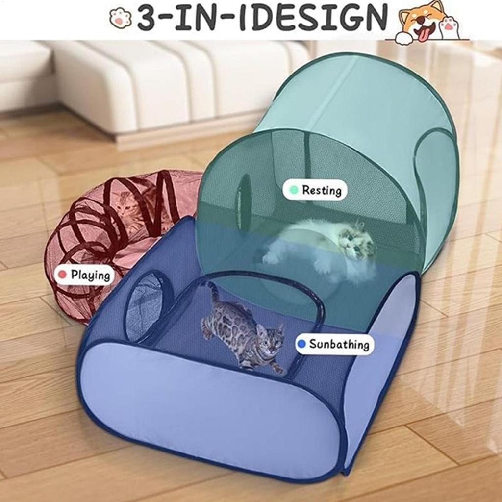 Cat Dog Playpen Cat House Tent Foldable Breathable Enclosure House Interactive Toys Exercise Playground for Kitten Puppy Small