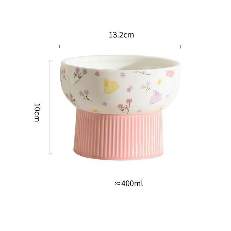 Cat Bowl Ceramic Cat Food Bowl Dog Bowl Food Bowl Rice Bowl Large-diameter Water Bowl Slanted Mouth Bowl Anti Knock Pet Supplies