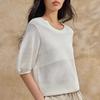 Broadcast Women's Hollow-Out Knit Ice Silk Short Sleeve T-Shirt