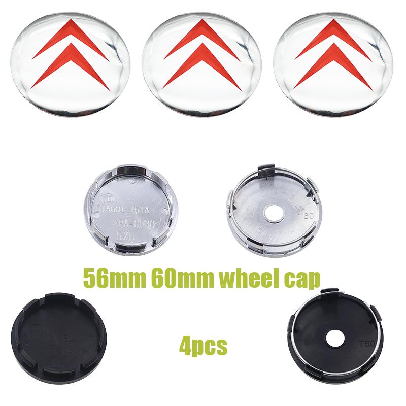 4 buc 56mm 60mm logo 3D Citroen Emblema roată mașină Capac centru butuc roată Accesorii styling capac protecție praf jantă auto