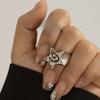 Personality Cute Hollow Five-pointed Star Spiral Couple Rings for Women Charm Geometry Pentagram Men Finger Jewelry Y2K Gift