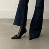 Damen Stiefeletten mit hohem Absatz, spitzer Zehenpartie, dünnem Absatz und Seitenreißverschluss, 2025 neu, Herbst und Winter, Premium Dünne Stiefel aus schwarzem Lackleder