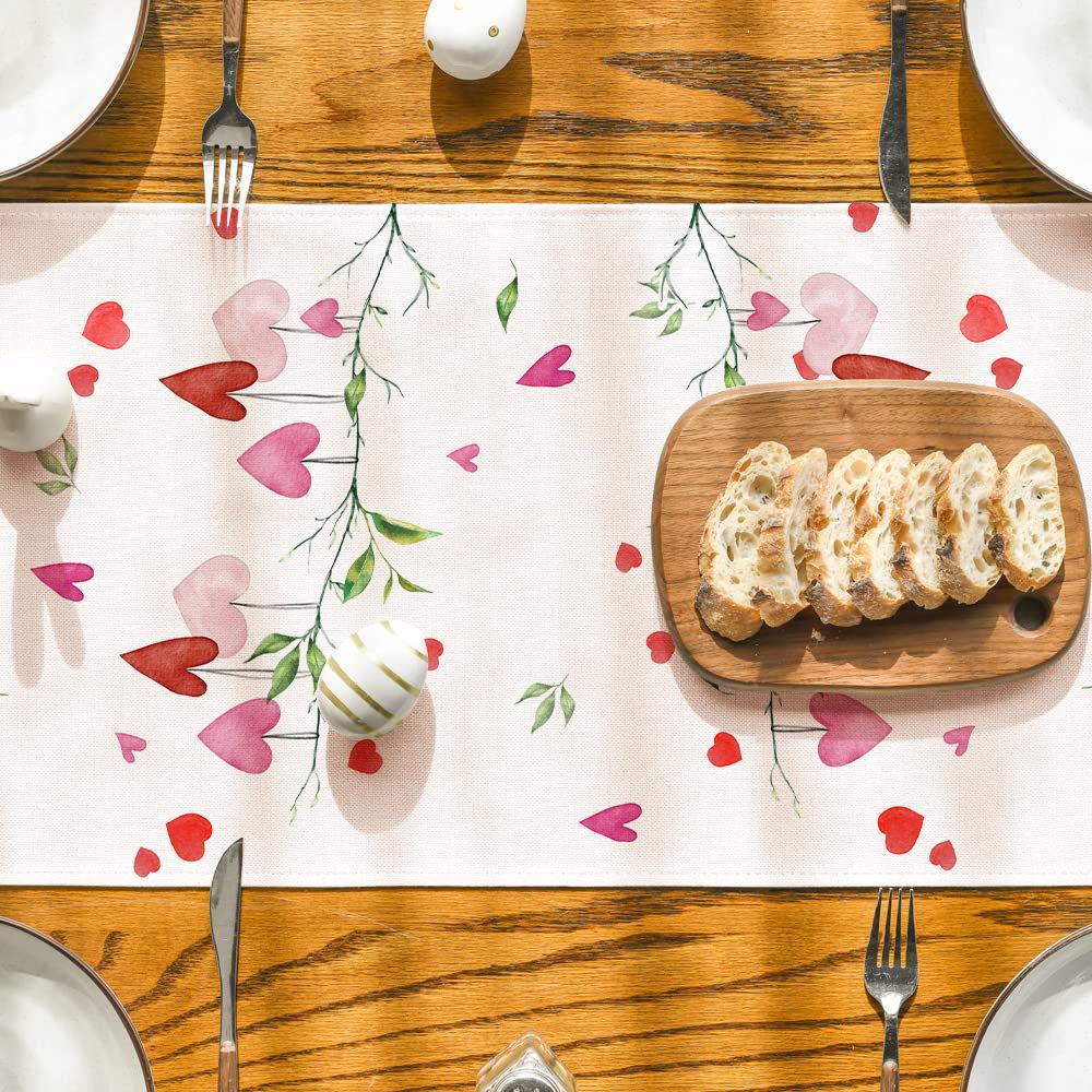 Valentine's Day Table Flag Cat Branch Heart Pattern Table Decoration Indoor Outdoor Home Party Decoration