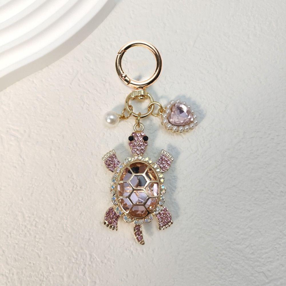 Rhinestone Marine Turtle Pendant Colorful Ocean Hanging Pendant Turtle Keychain  Car Key Pendant