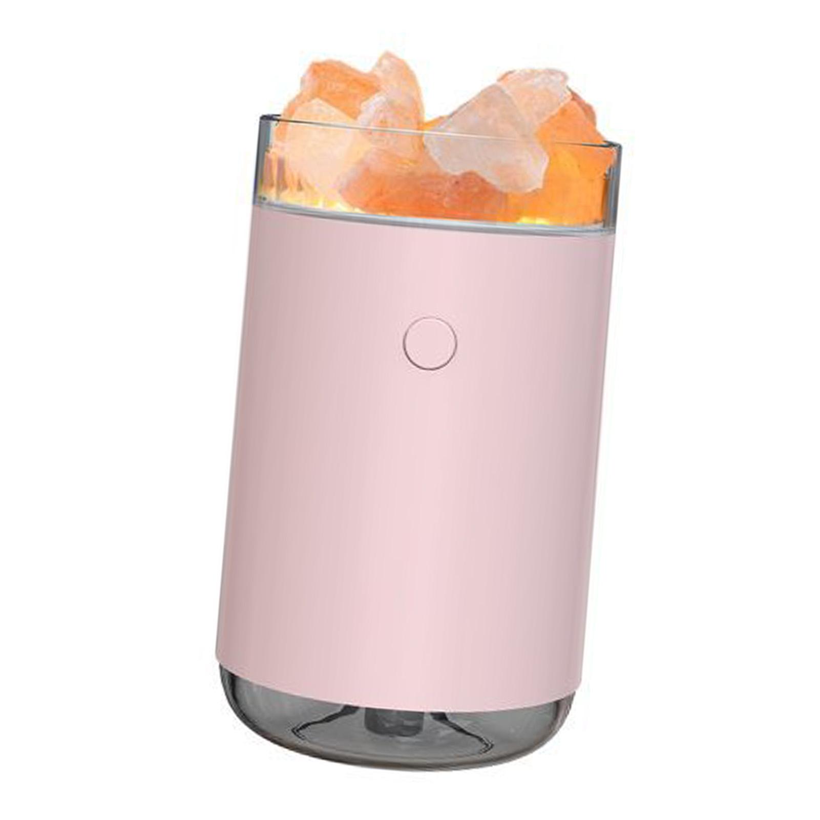 

Salt Diffuser Humidifier USB Aroma Diffuser Desktop Humidifier with Colorful Light Effect Pink рожевий