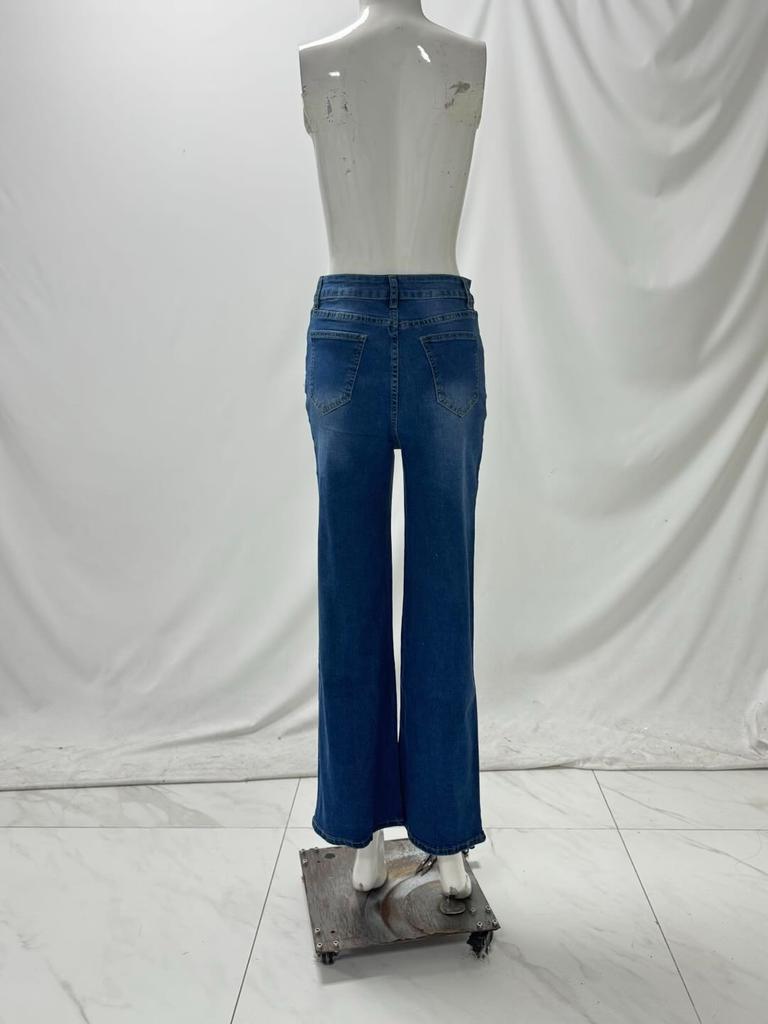 Women's Fashion Trend Slim Front Slit Wide Leg Stretch Jeans