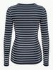 European & American Striped V-neck Long-sleeve Slimming T-shirt - Autumn/Winter Casual Korean Style