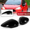 Fit For Ford Fiesta 2011-2017 Door Side Rear View Mirror Cover Trim Glossy Black