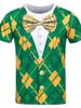 Shamrock Tuxedo Men's T Shirt 3D Print Short Sleeve T Shirt O-Neck Shirt Green Summer Spring Clothing Apparel