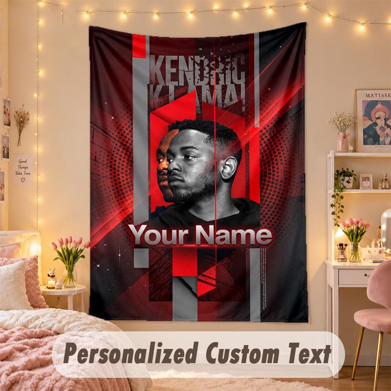 Custom Personalized Tapestry,Kendrick Lamar Print Custom Name Text Wall Art Hanging for Bedroom