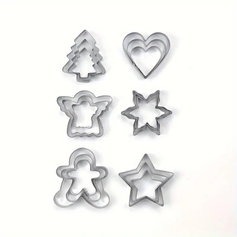 Christmas Cookie Cutters Set, 18 Piece Stainless Steel Holiday Cookie Baking Tools Gingerbread Man Snowflake Christmas Tree Hear Star Angel Shapes